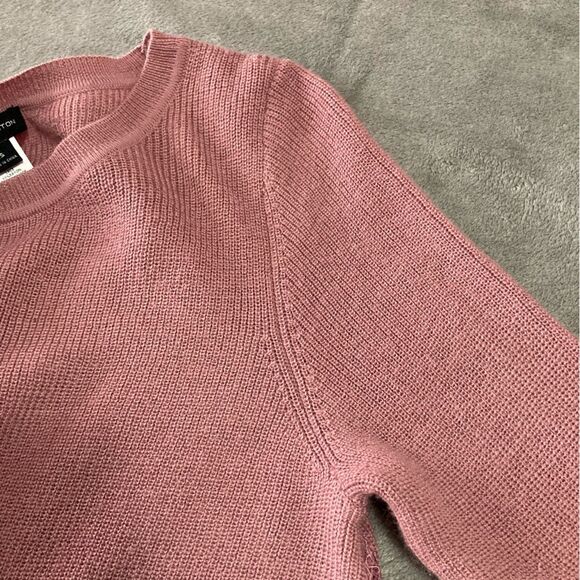 H by Halston Sweater Women XS Mauve Wool Blend Lace Knit Preppy Feminine Cozy - Picture 4 of 10